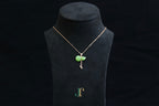 GALET 041 · Willow Green — nephrite jade necklace, on a display bust