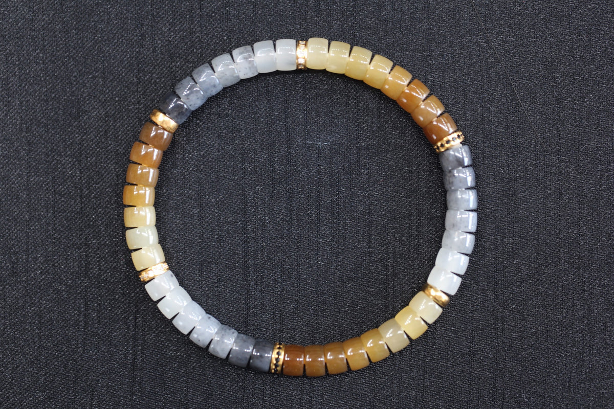 PASTILLE Disc 6×3.8 · Multi-Colour — nephrite jade pastille bracelet, front