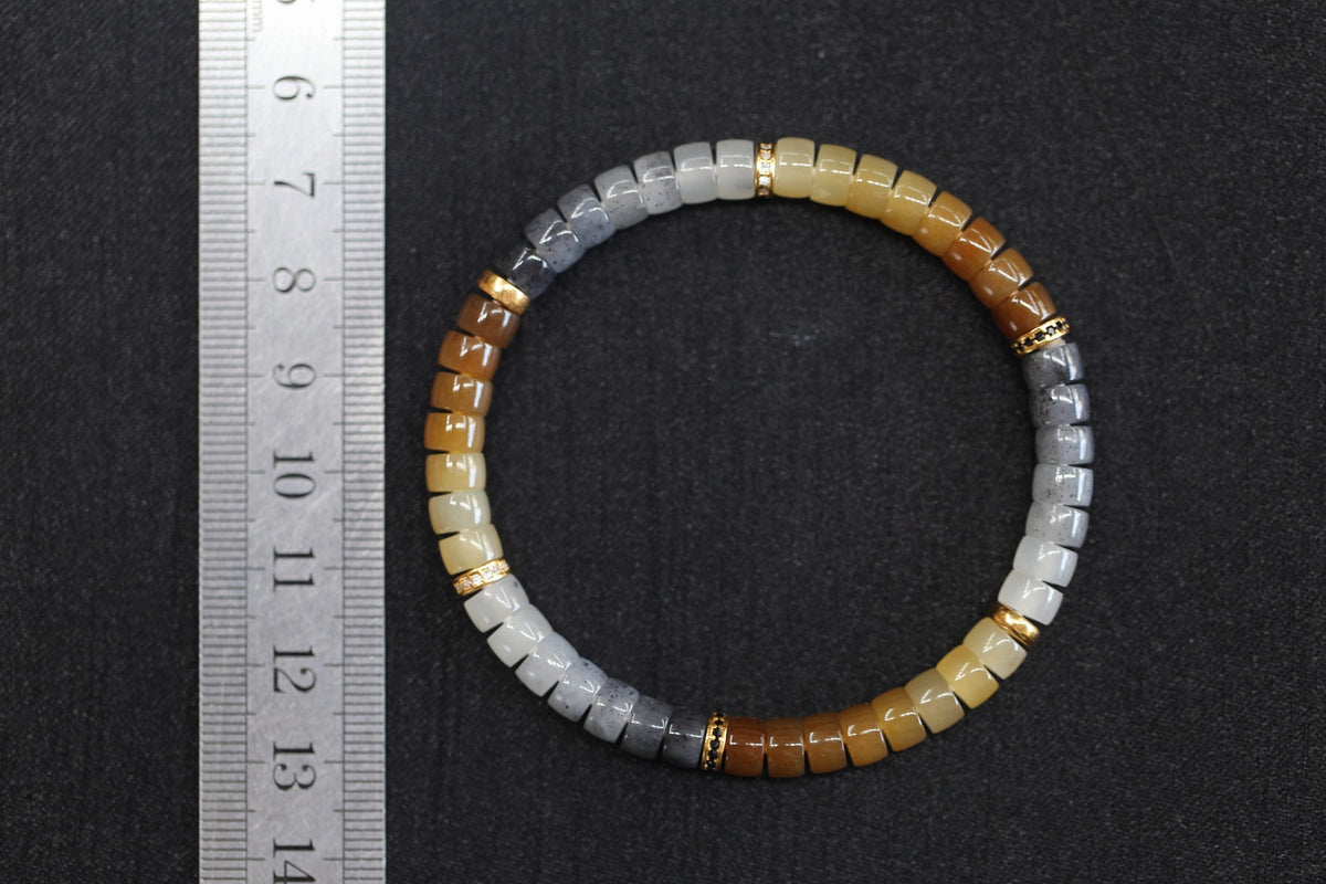 PASTILLE Disc 6×3.8 · Multi-Colour — nephrite jade pastille bracelet, size reference