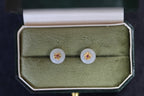 PASTILLE Fleur 9.5 · Suet White — nephrite jade earrings, close view