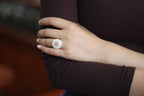 PASTILLE Fluer 20 · Suet White — nephrite jade ring, on the hand