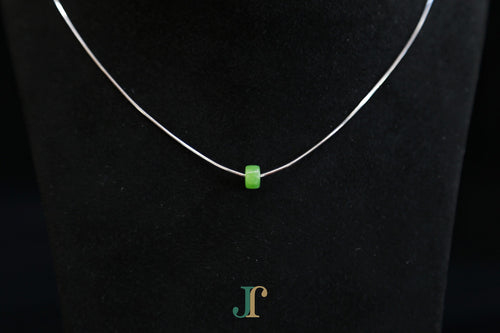 PASTILLE Pure 6×3 · Willow Green — nephrite jade pastille necklace, detail