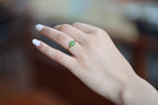 PILLAR Bean 7×7.9 · Willow Green — nephrite jade ring, on the hand