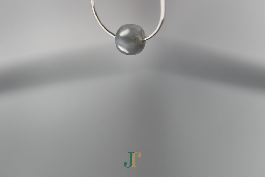 PILLAR Pure 7×6 · Ink Wash — nephrite jade cylinder necklace, hanging