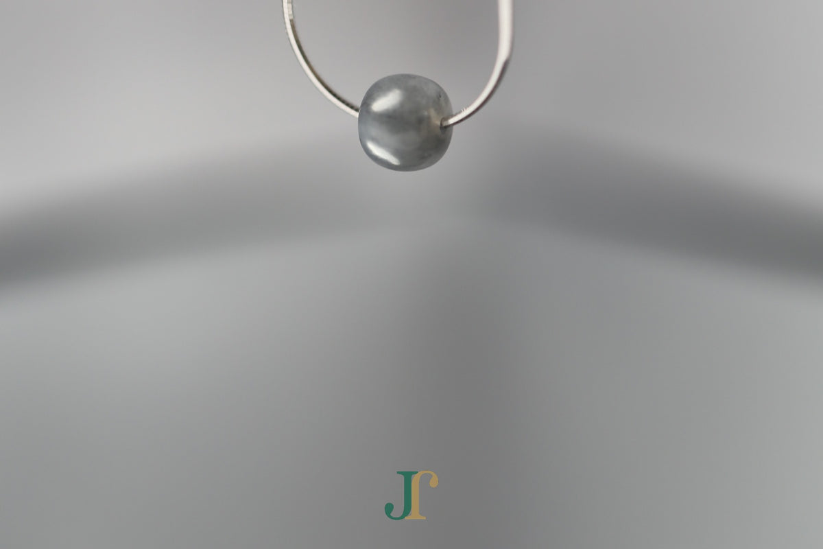 PILLAR Pure 7×6 · Ink Wash — nephrite jade cylinder necklace, hanging
