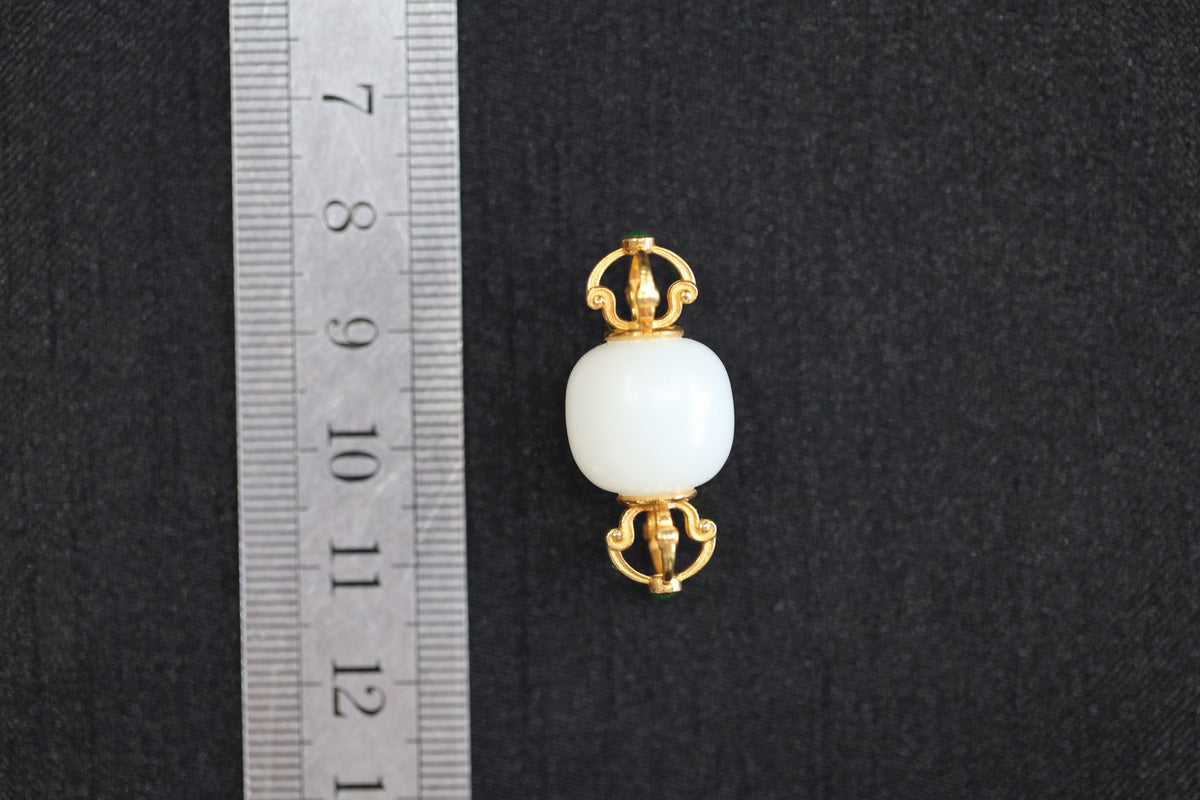 PILLAR Roller 13×14 · Suet White — nephrite jade pendant, size reference