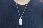 TABULA 001 · Suet White — nephrite jade pendant, front