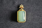 TABULA 005 · Willow Green — nephrite jade pendant, front