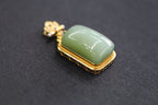 TABULA 005 · Willow Green — nephrite jade pendant, close view