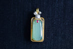 TABULA 006 · Willow Green — nephrite jade pendant, front
