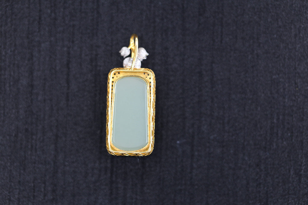 TABULA 006 · Willow Green — nephrite jade pendant, close view