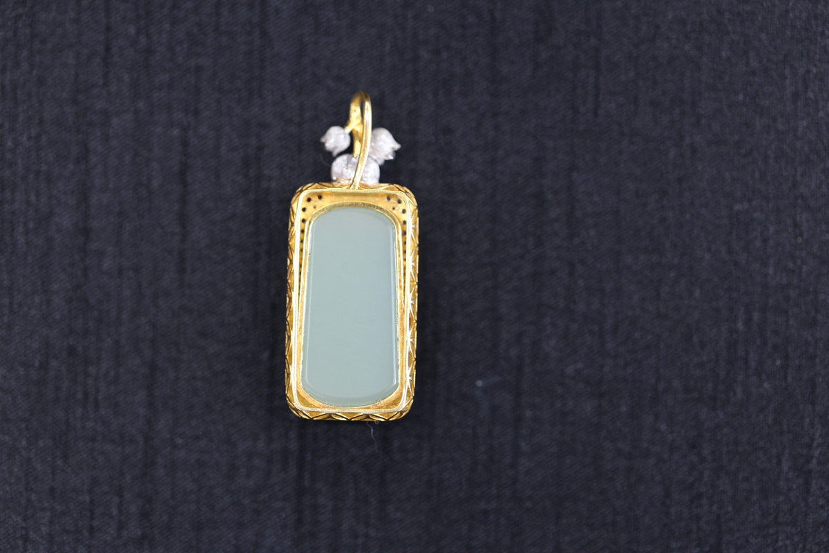 TABULA 006 · Willow Green — nephrite jade pendant, close view