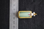 TABULA 006 · Willow Green — nephrite jade pendant, size reference