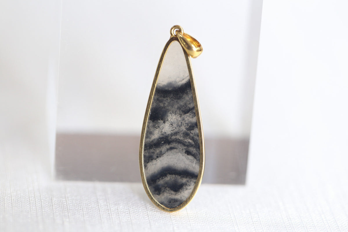TABULA 016 · Ink Wash — nephrite jade pendant, front